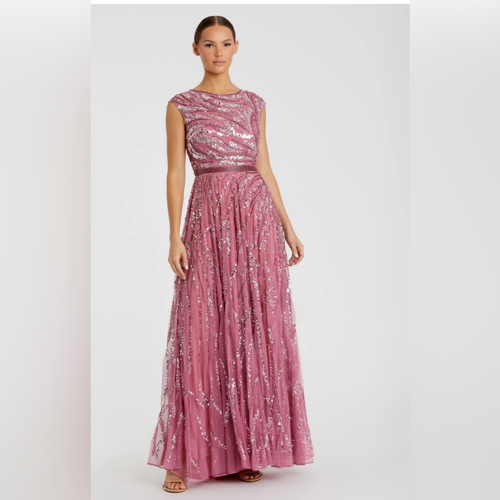 Mac Duggal Cap Sleeve Embellished Formal Evening  Gown Sz 10 5445 Plum $598